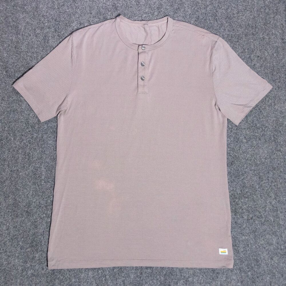 Vuori Linear Henley Tee Shirt Striped Men's Medium Performance Gym Stretch V199